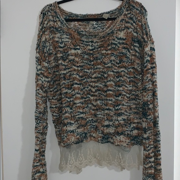 BKE Sweaters - BKE Sweater with Lace Detail BKE Sweaters - BKE Sweater with Lace Detail
